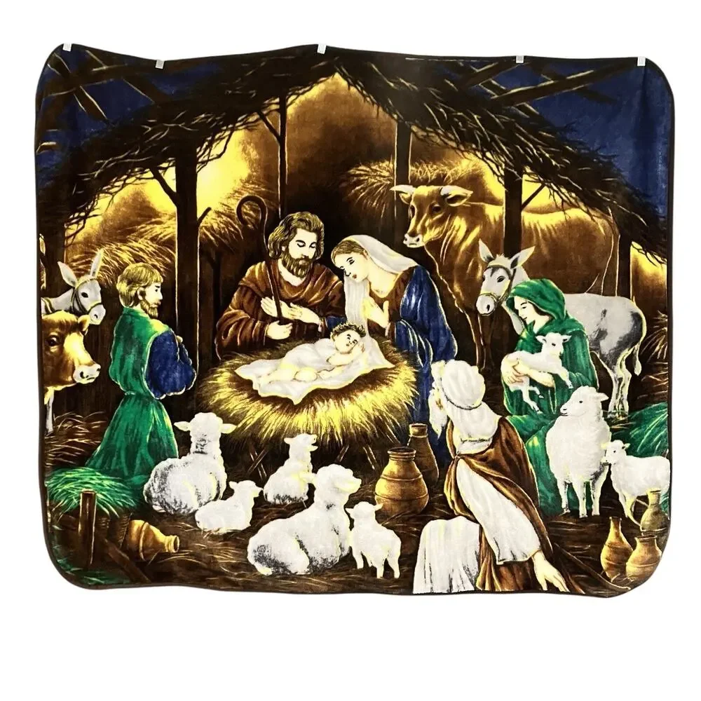 Nativity Scene Blanket Shining Light Christmas Heavyweight Blanket 50 X 60 in.